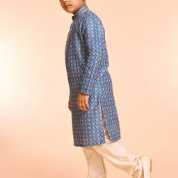 Manyavar Boys Floral Printed Kurta with Pyjama image 5