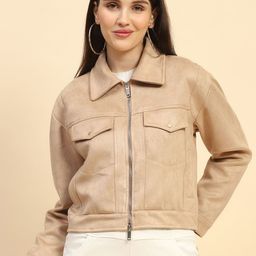 Global Republic Women Suede Lightweight Outdoor Tailored Jacket with Embroidered-picture-14