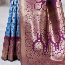 CaniBani Woven Design Zari Silk Blend Handloom Banarasi Saree image 3