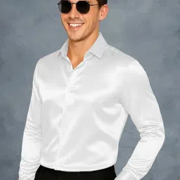 OQUENT Men Standard Fit Solid Spread Collar Casual Shirt image 4