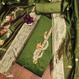 MANVAA Floral Woven Design Beads and Stones Jacquard Unstitched Dress Material-picture-41