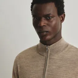 H&M Regular Fit Zip-Top Merino Wool Jumper image 2
