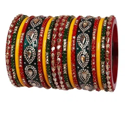 TAJ BRIDAL STORE Set Of 18 Kundan Studded Bangles image 2