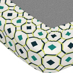 Portico Fusion 144 TC Cotton Blue King Size Fitted Sheet 2 Pillow Covers image 4