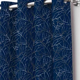 Aura Navy Blue & White 2 Pieces Abstract Printed Long Door Curtains image 4