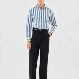 Snitch Men Vertical Striped Spread Collar Pure Cotton Formal Shirt image 2