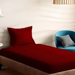 Sleeping Owls Maroon 210 TC Single Bedsheet with 1 Pillow Covers-picture-20