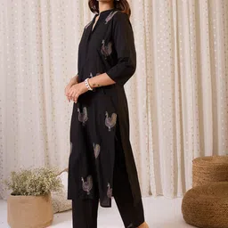 Indo Era Embroidered Pure Cotton Tunic With Trouser image 2