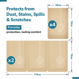 Kuber Industries Gold-Toned & Black Printed Cotton Sofa Cover image 3