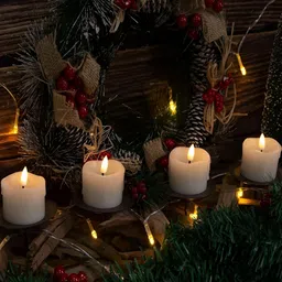 LTETTES White 2 Pieces Pillar LED Candles image 2