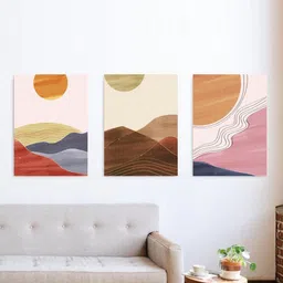 THE ARTMENT Set Of 3 Pink & Red Connection Digital Printed Matte Finish Canvas Wall Arts-picture-37