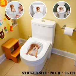 DEALSEVEN FASHION Brown & White Squirrel-Printed Toilet Stickers image 4