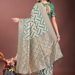 Mitera Woven Design Zari Linen Blend Saree image 4