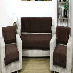 Fashion Throw Coffee Brown Velvet Sofa Cover-image-35