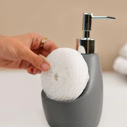 MARKET99 Grey Solid Ceramic Soap Dispenser image 3