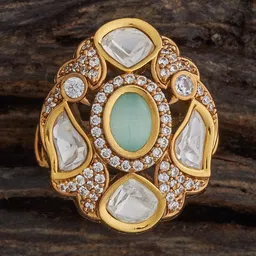 Kushal's Fashion Jewellery Victorian-Plated Kundan-Studded Adjustable Finger Ring-picture-15