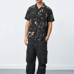 The Souled Store Men Graphic Printed Cuban Collar Casual Shirt image 3