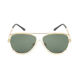 Ted Smith Unisex Green Lens & Gold-Toned Aviator Sunglasses with image 5