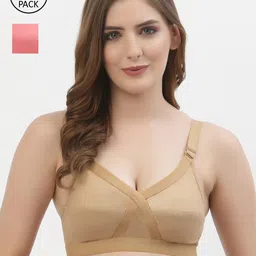 Floret Nude & Rose Set Of 2 Non Padded Non Wired Cotton Bra image 1