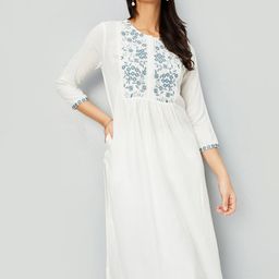 max Floral Round Nek Regular Sleeves Embroidered Kurta-picture-4