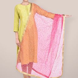 Dupatta Bazaar Pink & Gold-Toned Embroidered Dupatta with Zari-picture-12