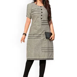 MIRAAN Striped Pure Cotton Straight Kurta-picture-24