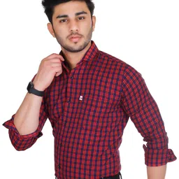 Marc Laurent Men Comfort Cutaway Collar Shepherd Checked Cotton Casual Shirt image 4