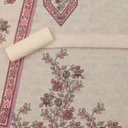 Soch Floral Embroidered Thread Work Linen Unstitched Dress Material image 4