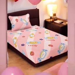 WELLNEST Pink 110 TC Cotton Single Bedsheets-picture-13