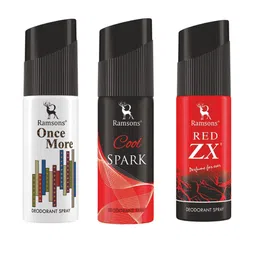 Ramsons Men Set Of 3 Once More, Cool Spark & Red ZX Long Lasting Deodorant - 40 ml Each image 1