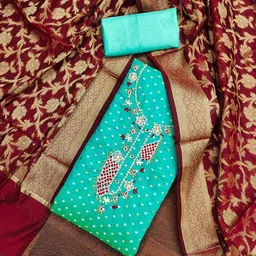 HERE&NOW Embellished Unstitched Dress Material-picture-12