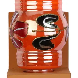 1ST TIME Multicoloured & Orange Printed Wood Cylinder Shaped Wall Lamp image 3
