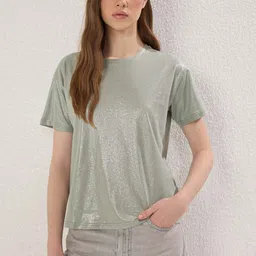 Trendyol Women Round Neck Casual Cotton Top-picture-36