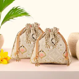 Kuber Industries Unisex Set Of 2 Embroidered Potli Clutches With Pearl Handles-picture-38