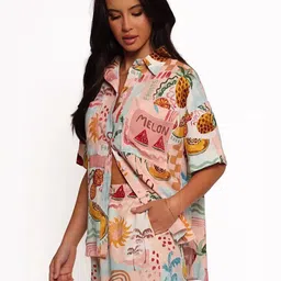 JC Mode Abstract Printed Shirt Collar Shirt With Shorts image 2