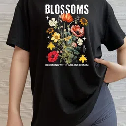 SZN Women Printed Drop-Shoulder Sleeves Applique T-shirt-image-80