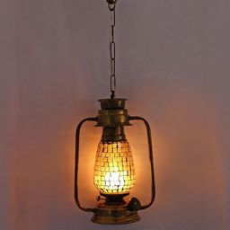 Somil Vintage Kerosene Lantern Style Hanging Lamp, LED Compatible with Multicolor Metal Fixture. B22 (Pin Type) Holder, Dimensions: 20 X 13 X 70 Cm, Pack of 4-picture-27