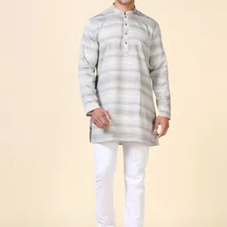TATTVA Striped Mandarin Collar Straight Short Kurta-picture-22