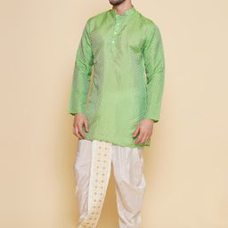 Sethukrishna Geometric Woven Design Mandarin Collar Straight Kurta-picture-29