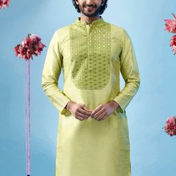 KISAH Geometric Yoke Design Mirror Work Straight Kurta-picture-20