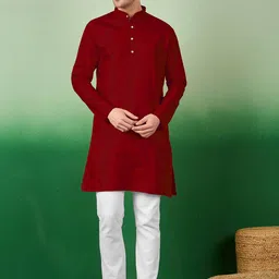 Sangria Mandarin Collar Long Sleeves Straight Kurta-picture-15
