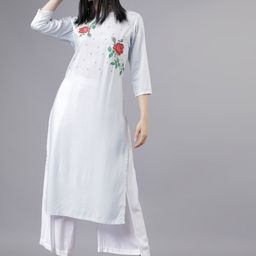 Vishudh Women White Embroidered Straight Kurta-picture-35