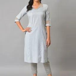 AURELIA V-Neck Striped Cotton Kurta-picture-25