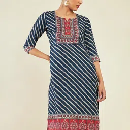 Soch Leheriya Notch Neck Sequinned Straight Kurta-image-66