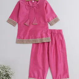 The Magic Wand Girls Gotta Patti & Thread Work Straight Kurta With Palazzos-image-92