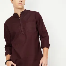 max Mandarin Collar Pure Cotton Straight Kurta-image-18