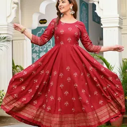 Ayan Ethnic Motifs Block Printed Anarkali Kurta-picture-32
