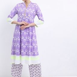 Vishudh Mandarin Collar Ethnic Motifs Yoke Design Cotton Kurta-picture-15