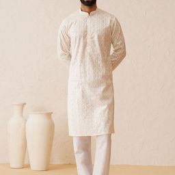 SOJANYA LUXE Ethnic Motifs Embroidered Thread Work Cotton Silk Straight Kurta-picture-11