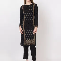 KEIKO Geometric Woven Design Acrylic Kurta-picture-23